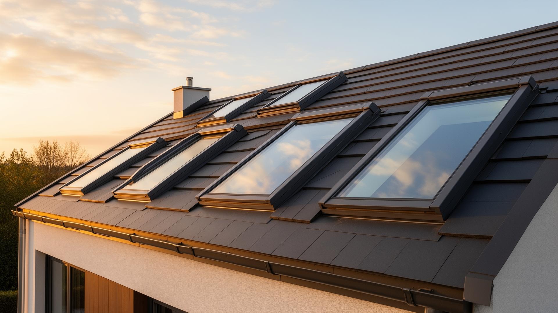 Roof windows installed on a contemporary house